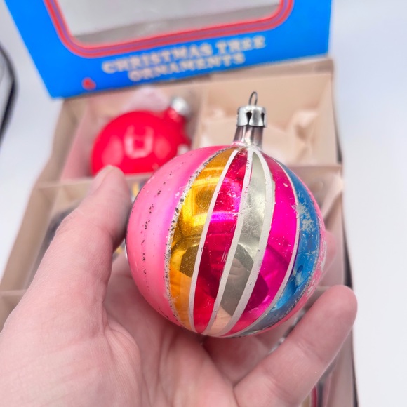 Vintage Santa Land Glass Christmas Ornaments Set MCM Hand Blown - Picture 2 of 7